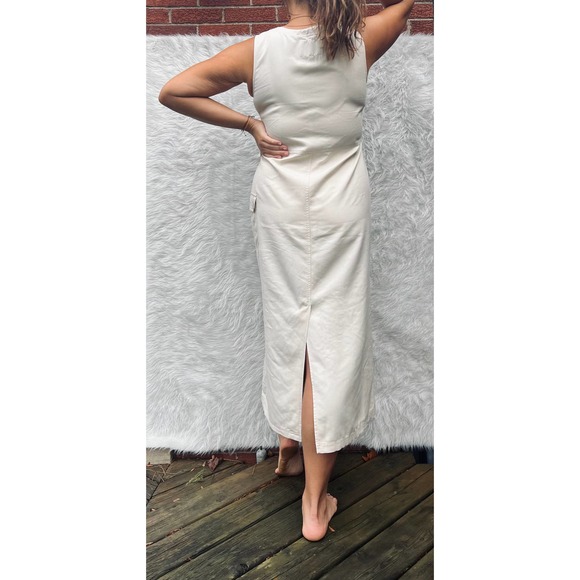 HSZ Studio Vintage Canvas sleeveless midi dress cream size medium - Picture 3 of 8